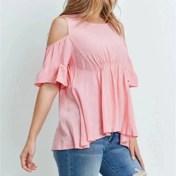 Pink Top Tunic Cold Shoulder - Picture 4 of 6